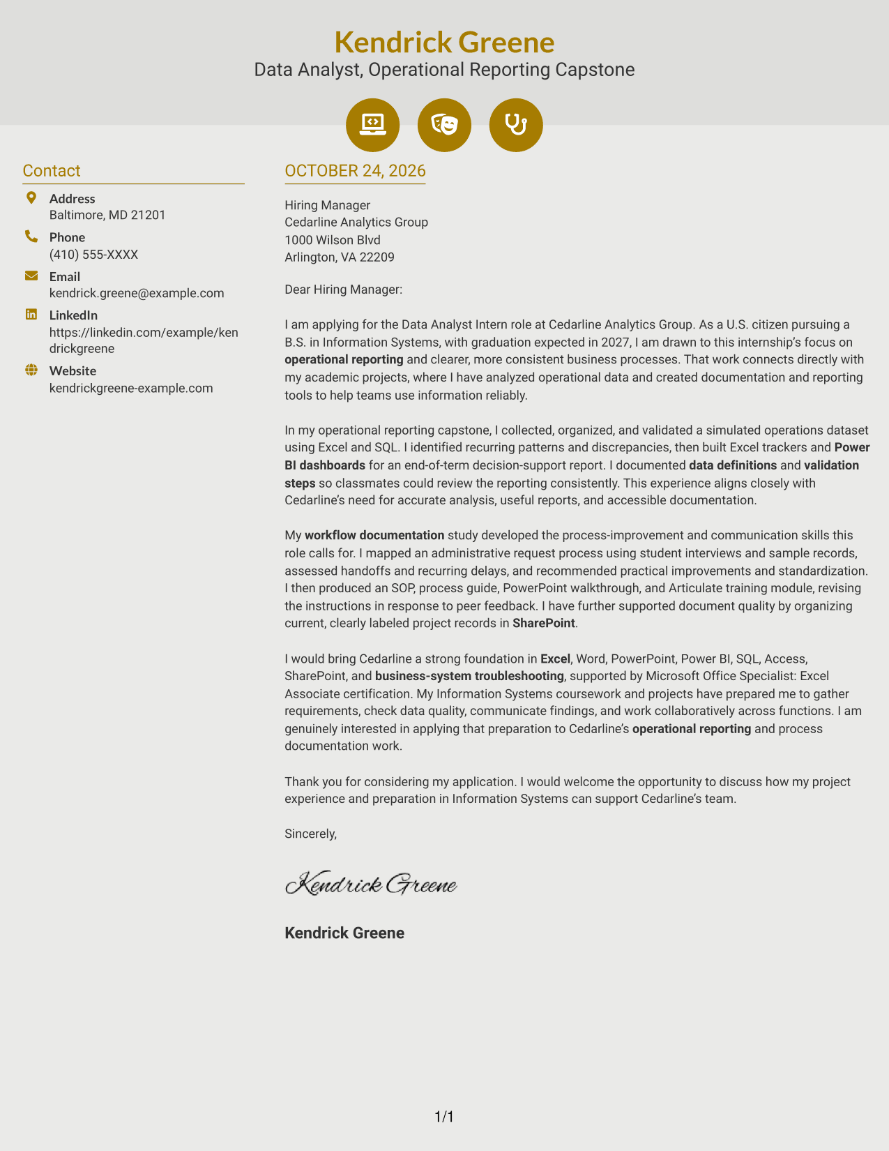 Cover letter example — page 1