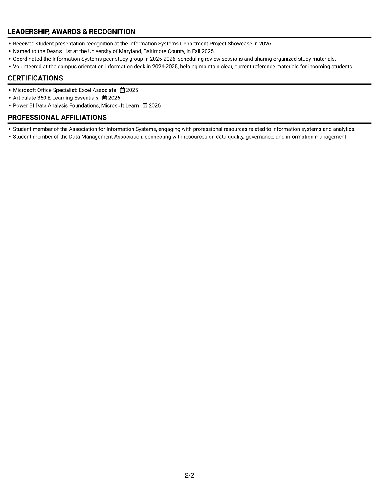 Resume example — page 2