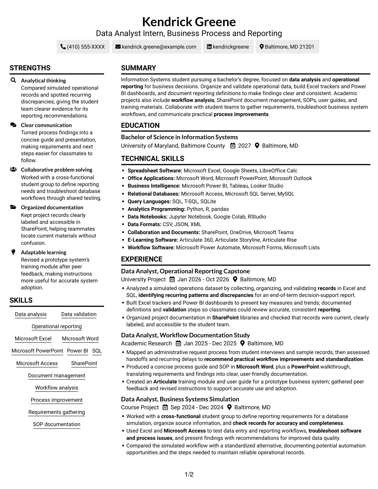 Resume example — page 1