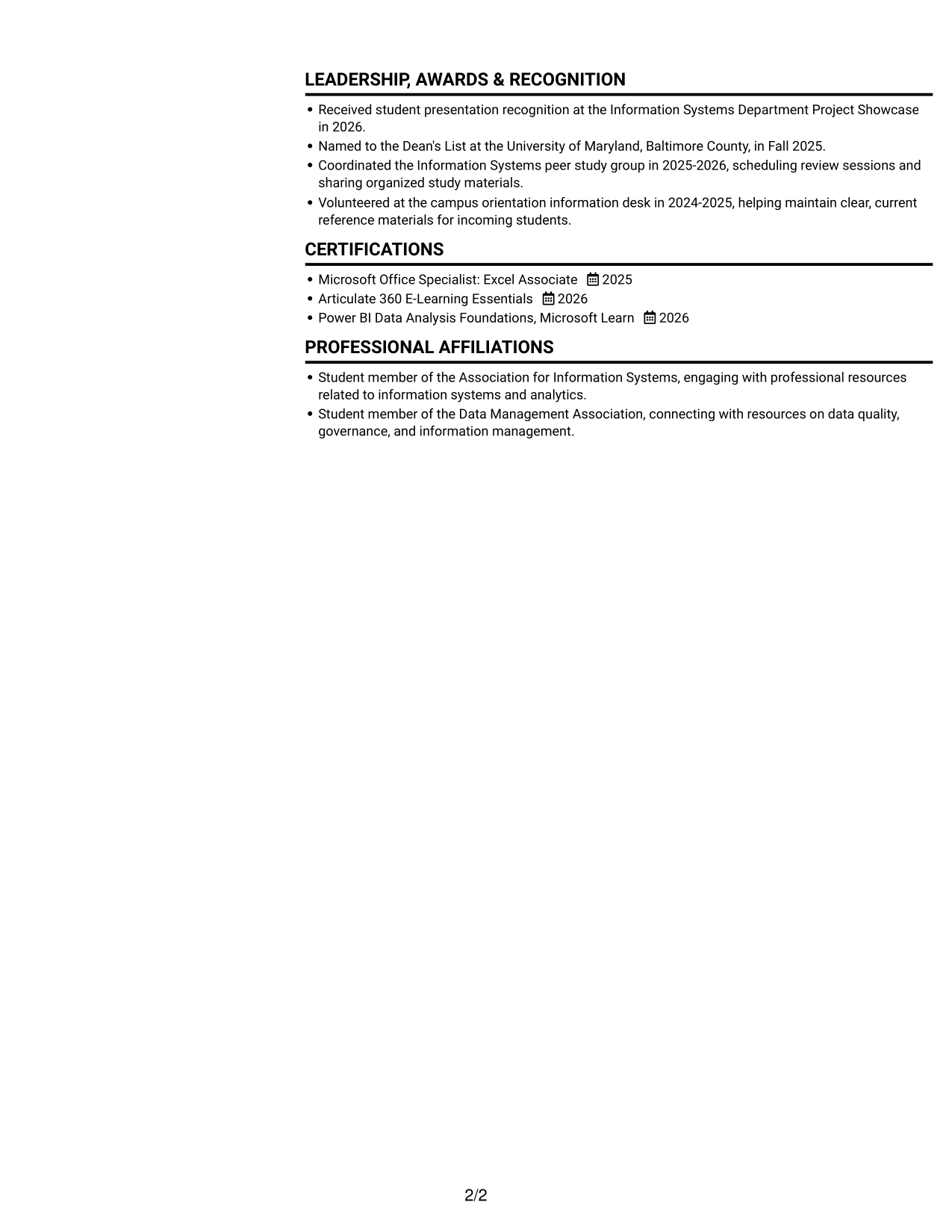 Resume example — page 2