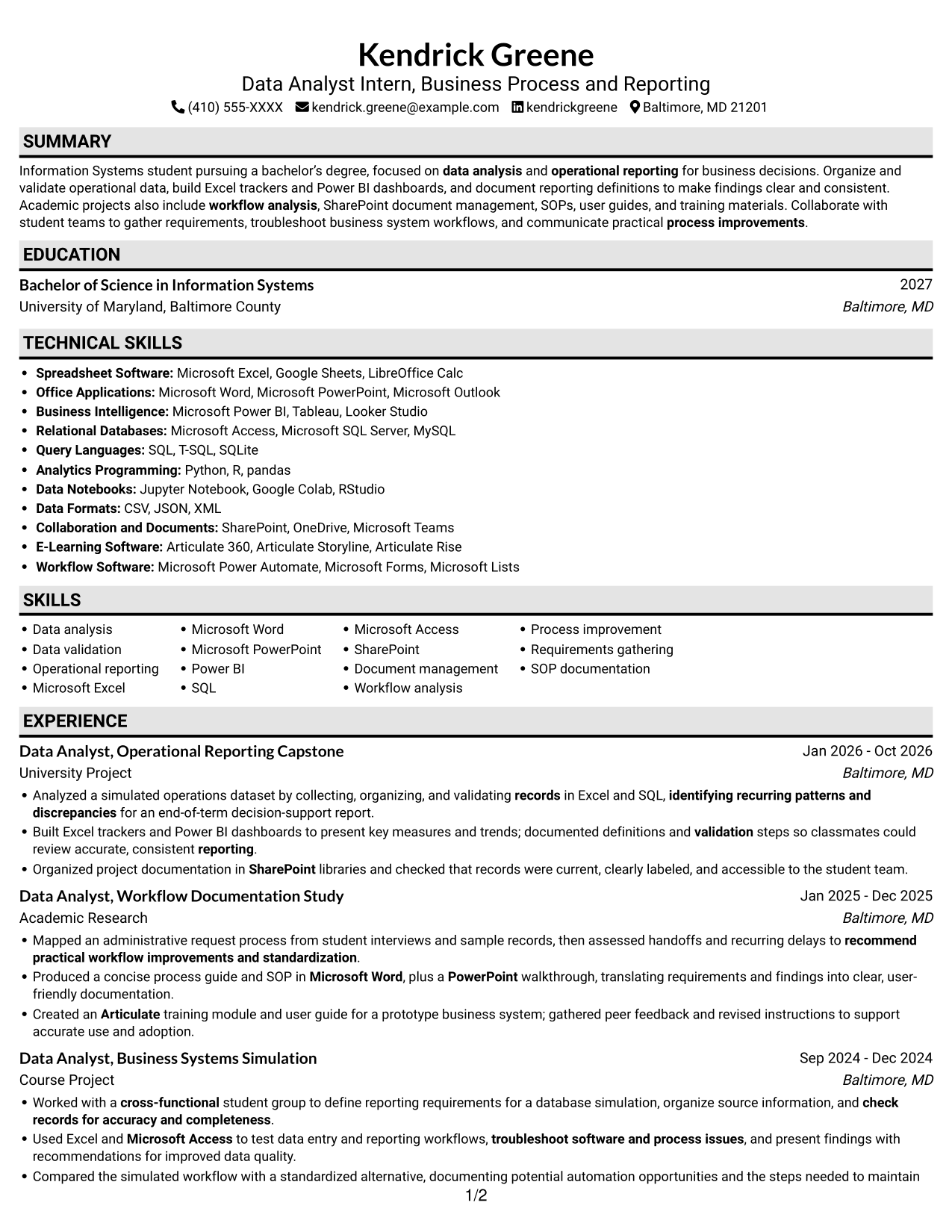 Resume example — page 1