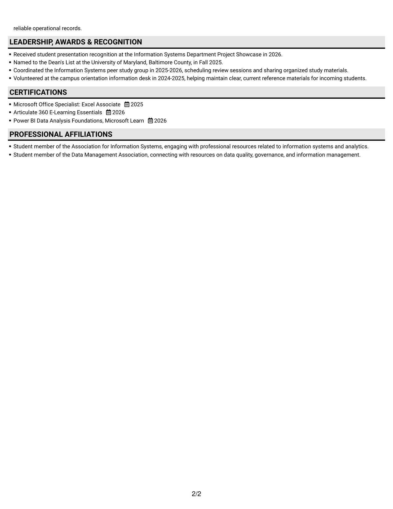 Resume example — page 2