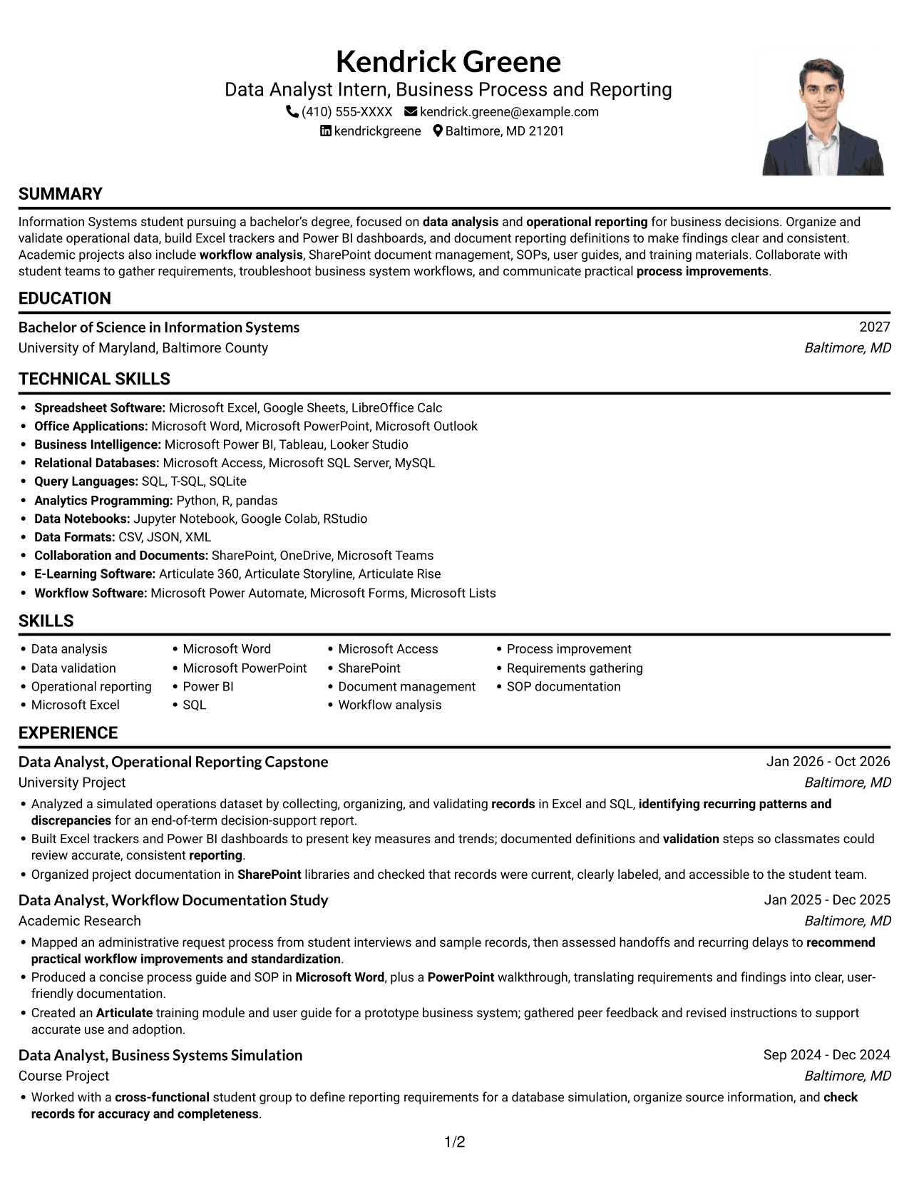 Resume example — page 1