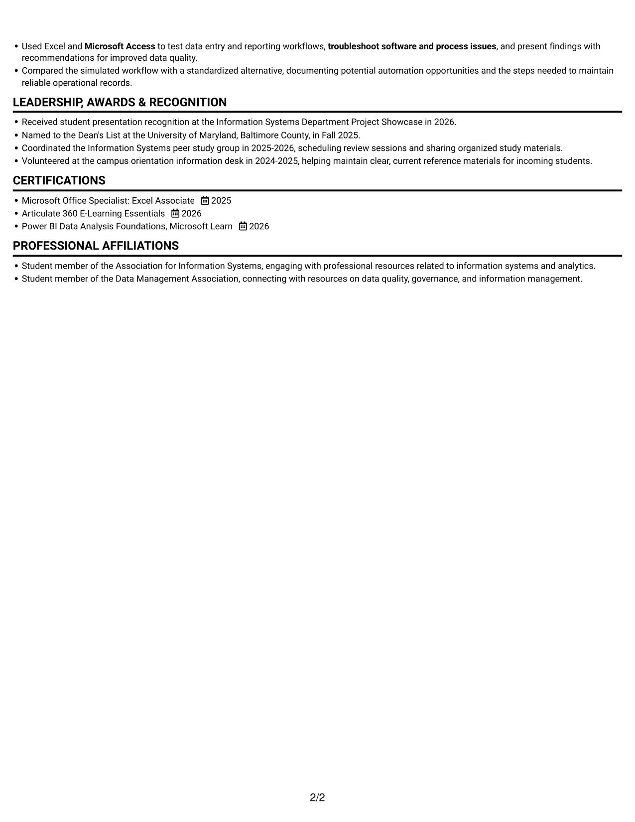 Resume example — page 2