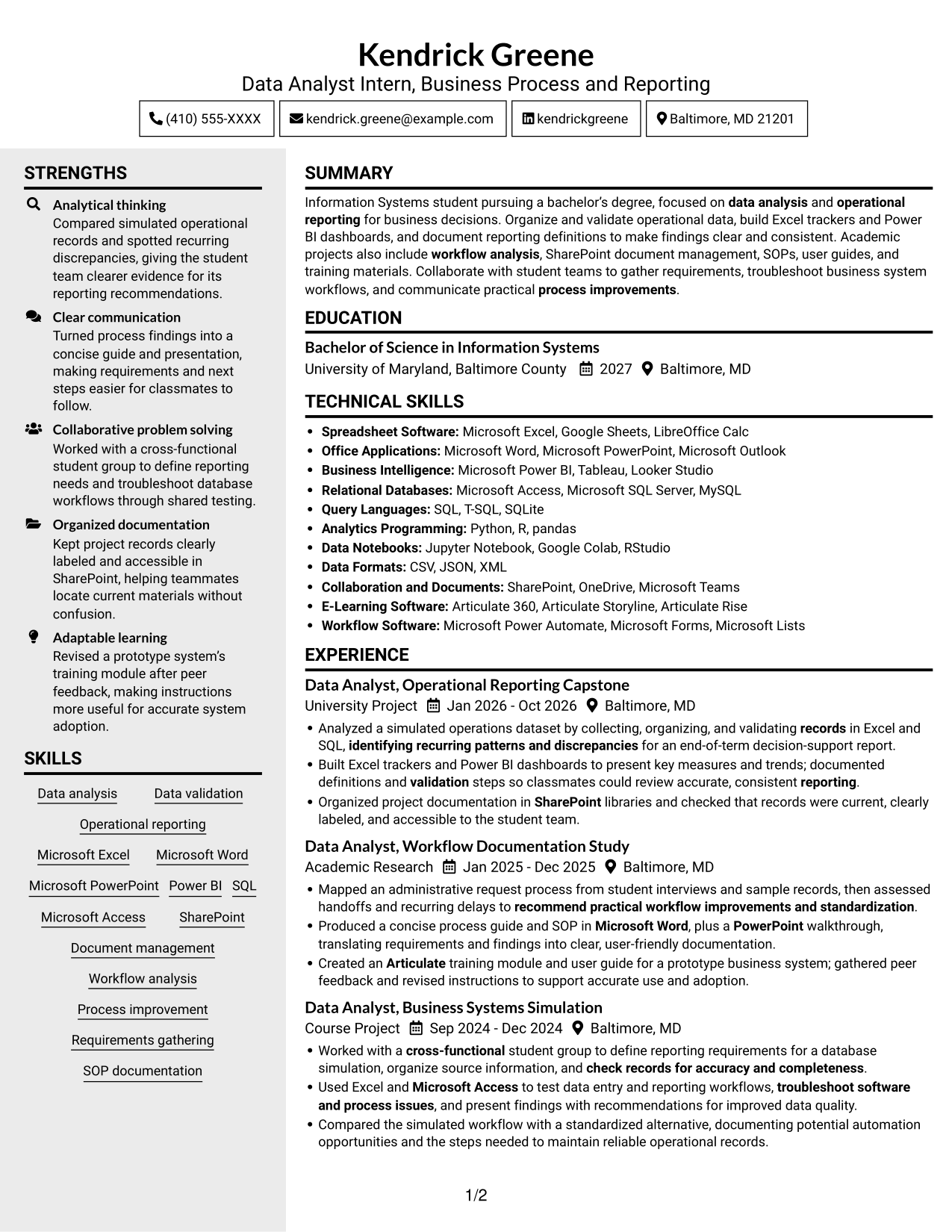 Resume example — page 1