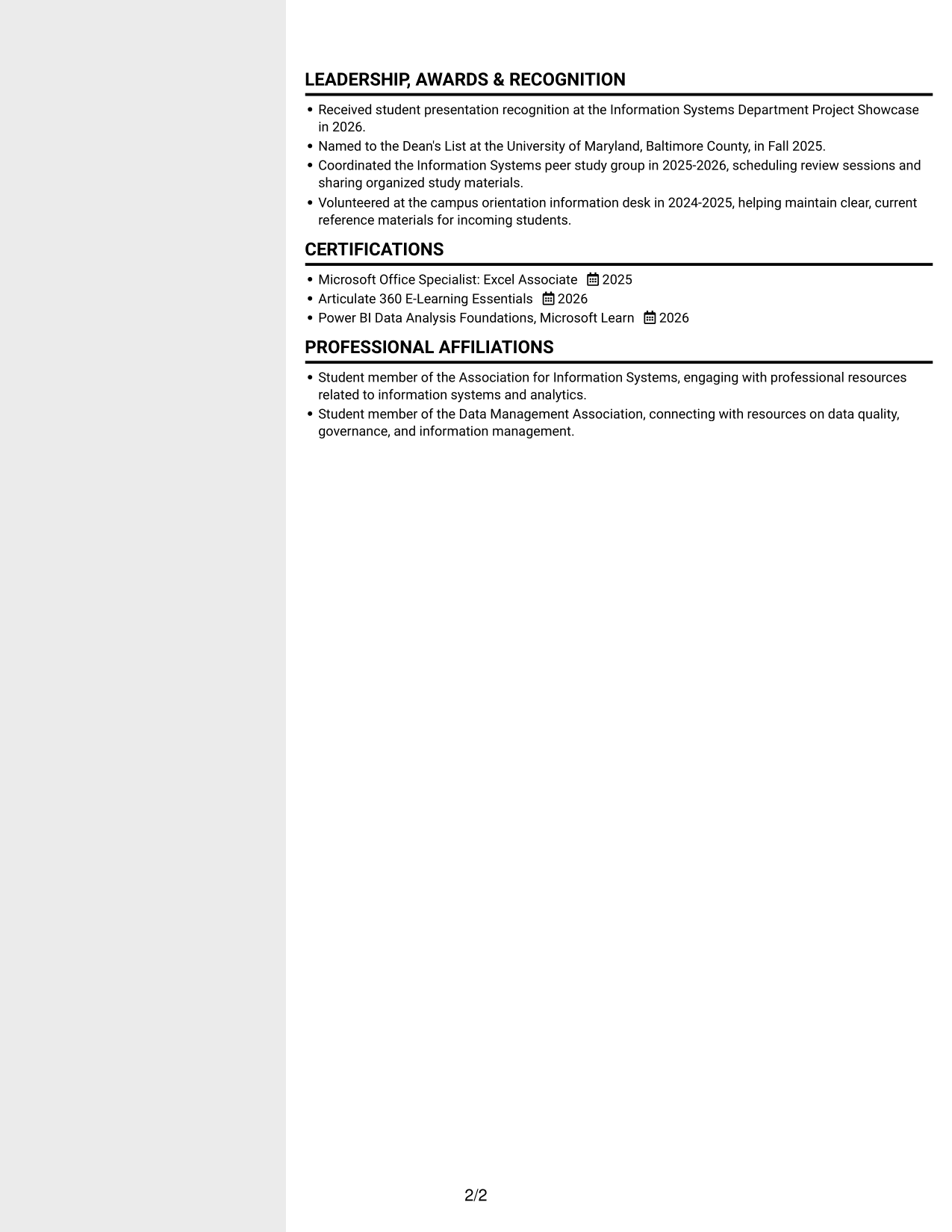 Resume example — page 2