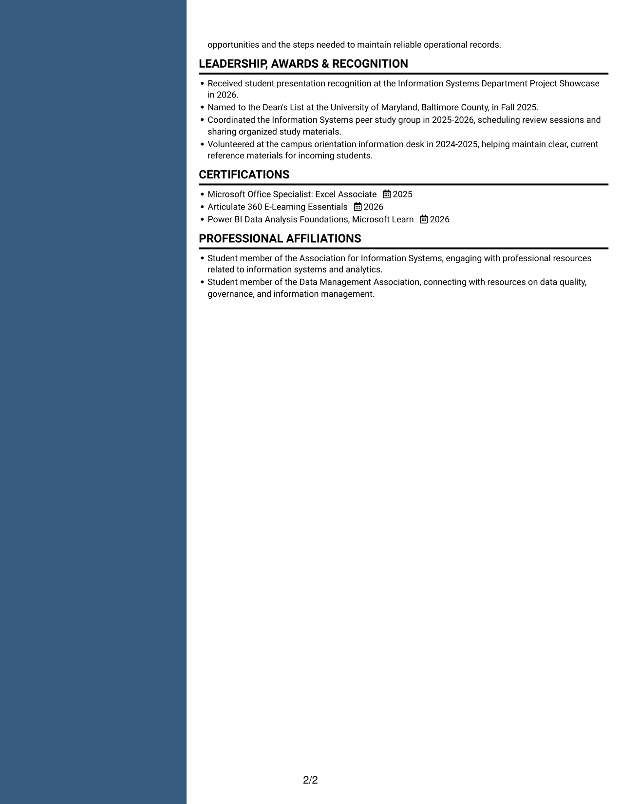 Resume example — page 2