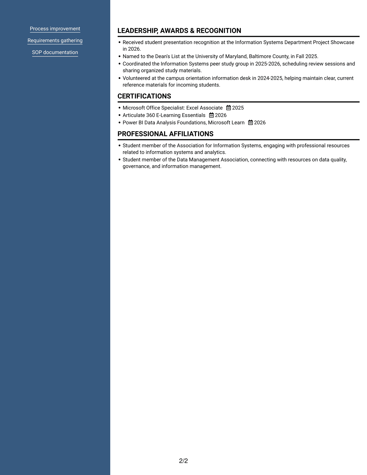 Resume example — page 2