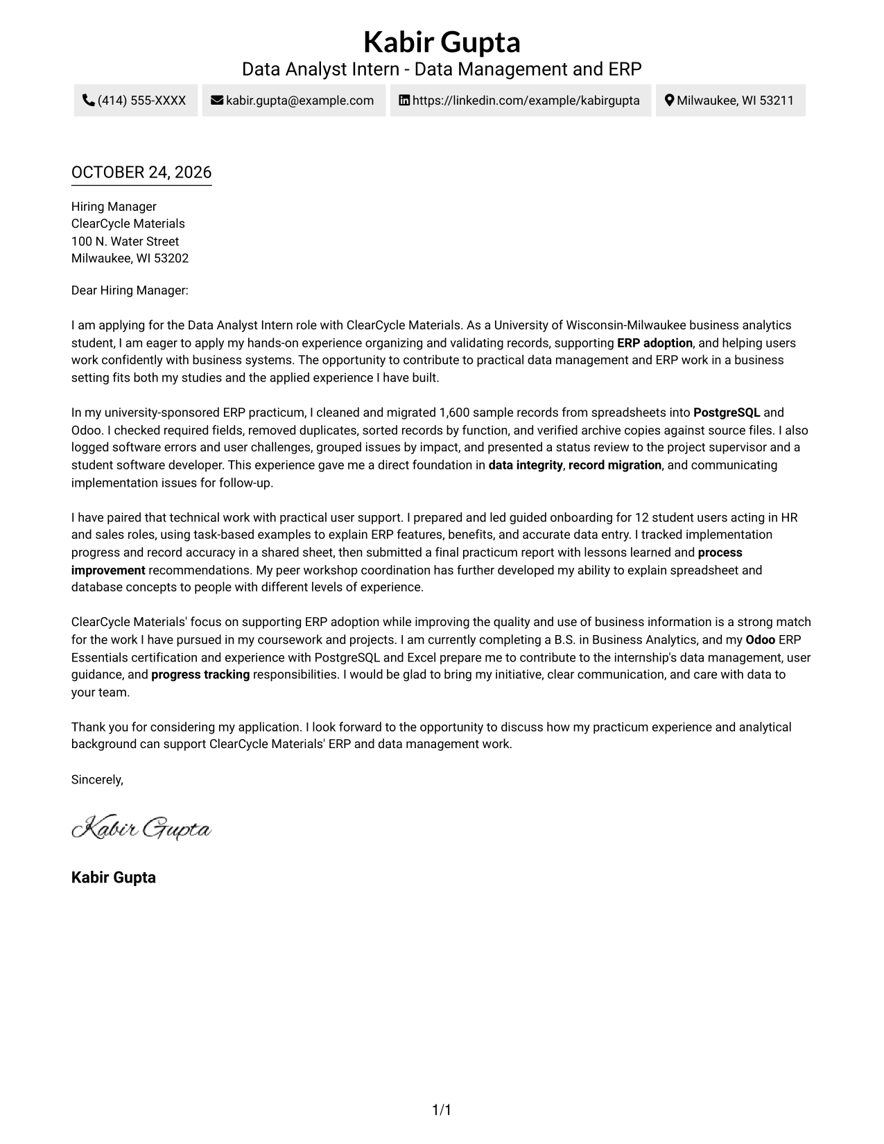 Cover letter example — page 1