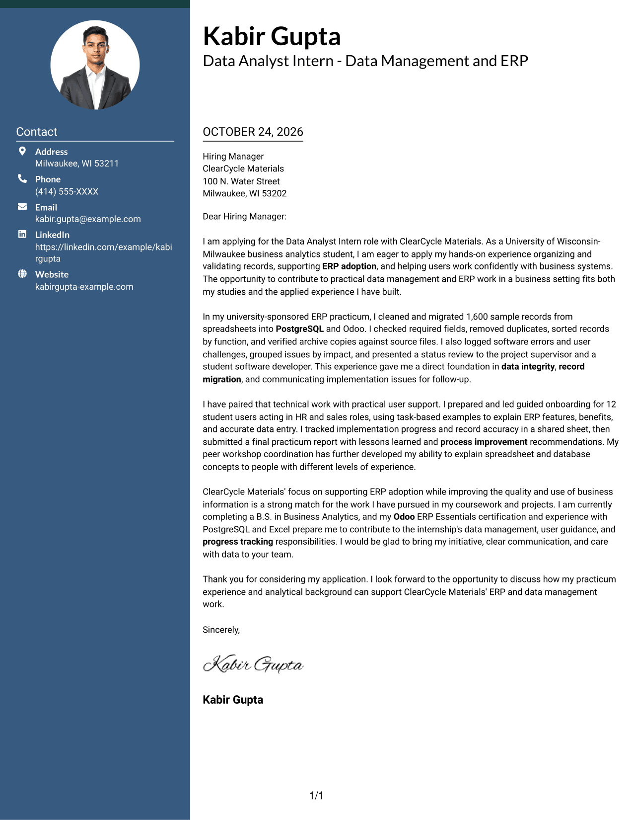 Cover letter example — page 1