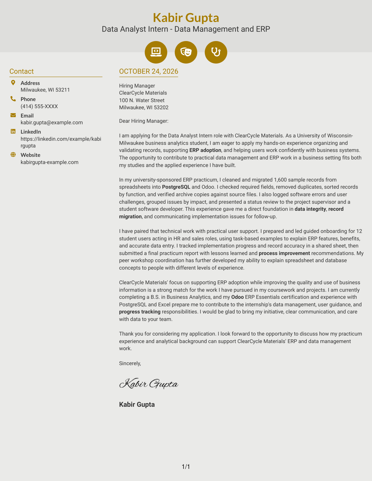 Cover letter example — page 1