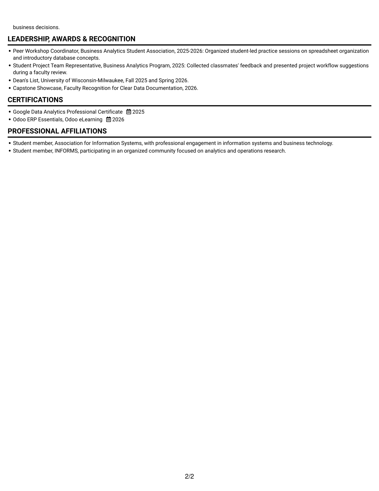 Resume example — page 2