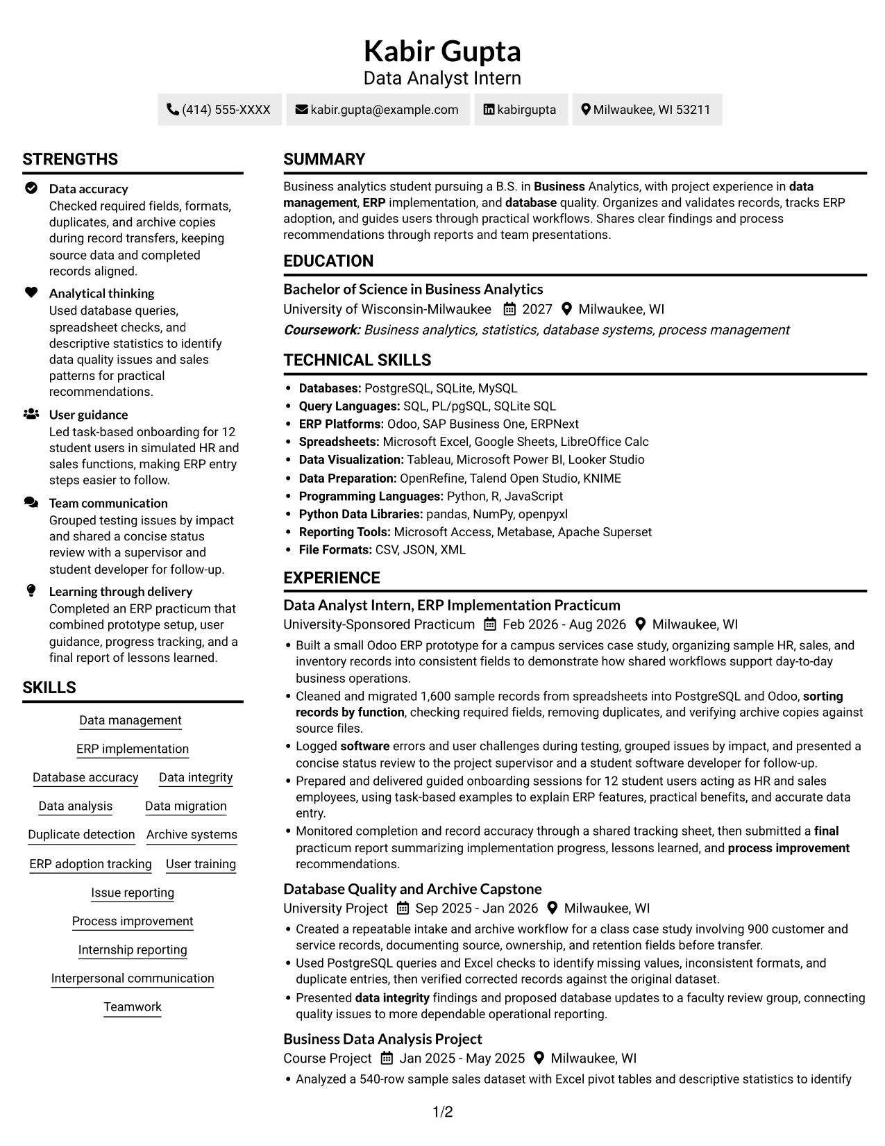 Resume example — page 1
