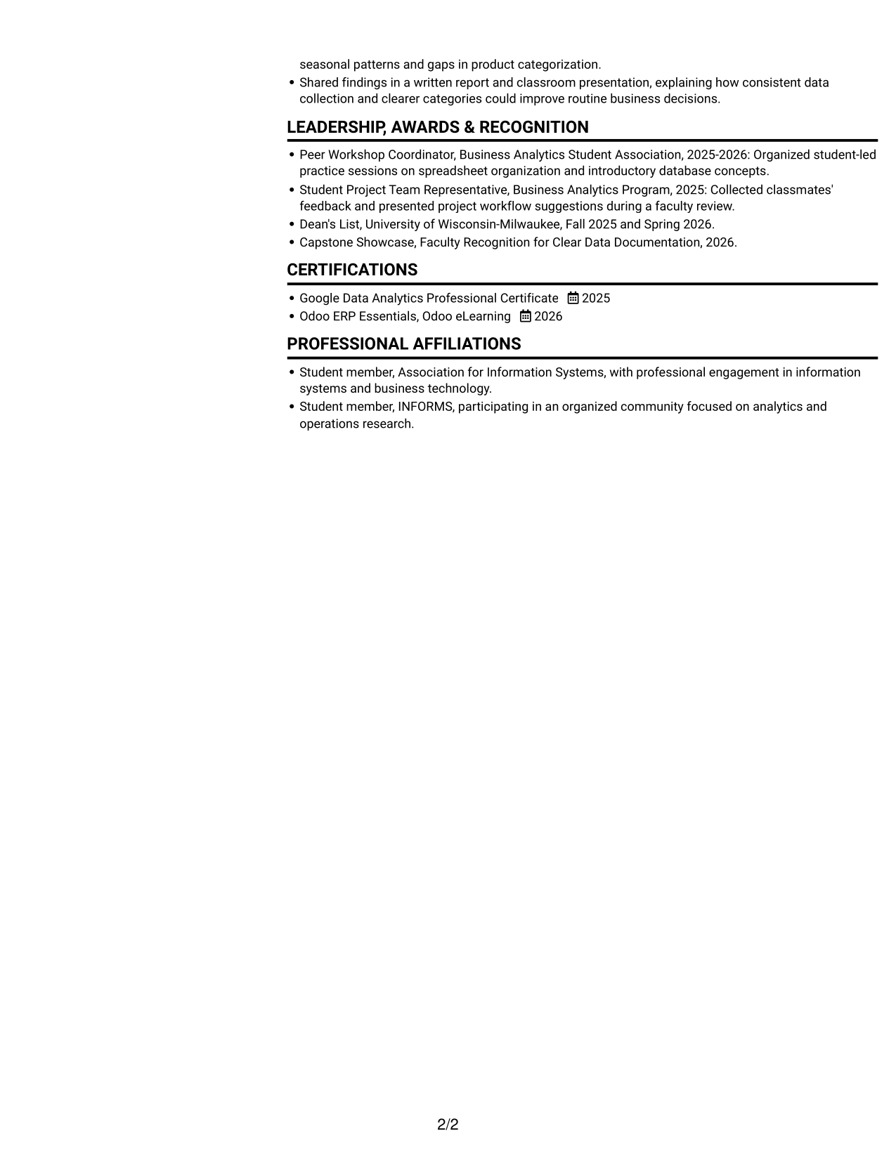Resume example — page 2