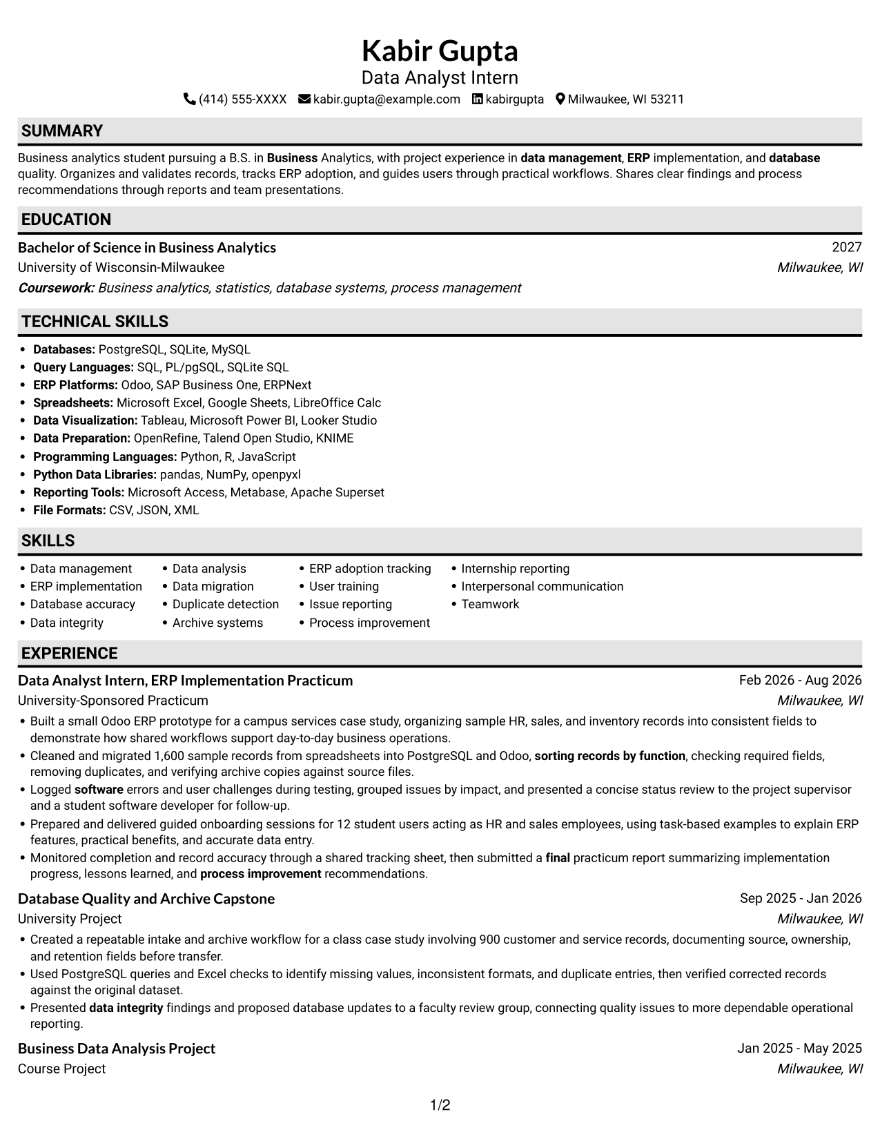Resume example — page 1