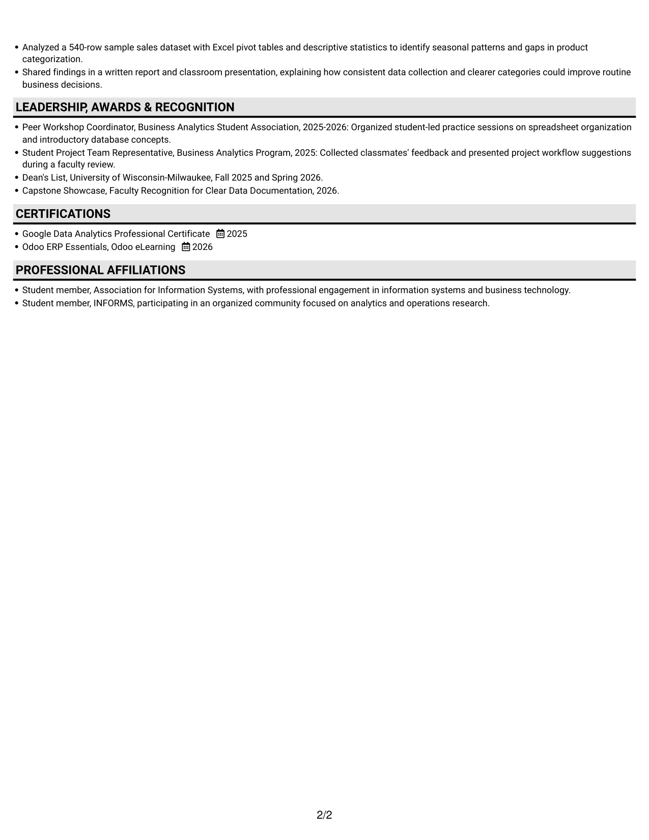 Resume example — page 2