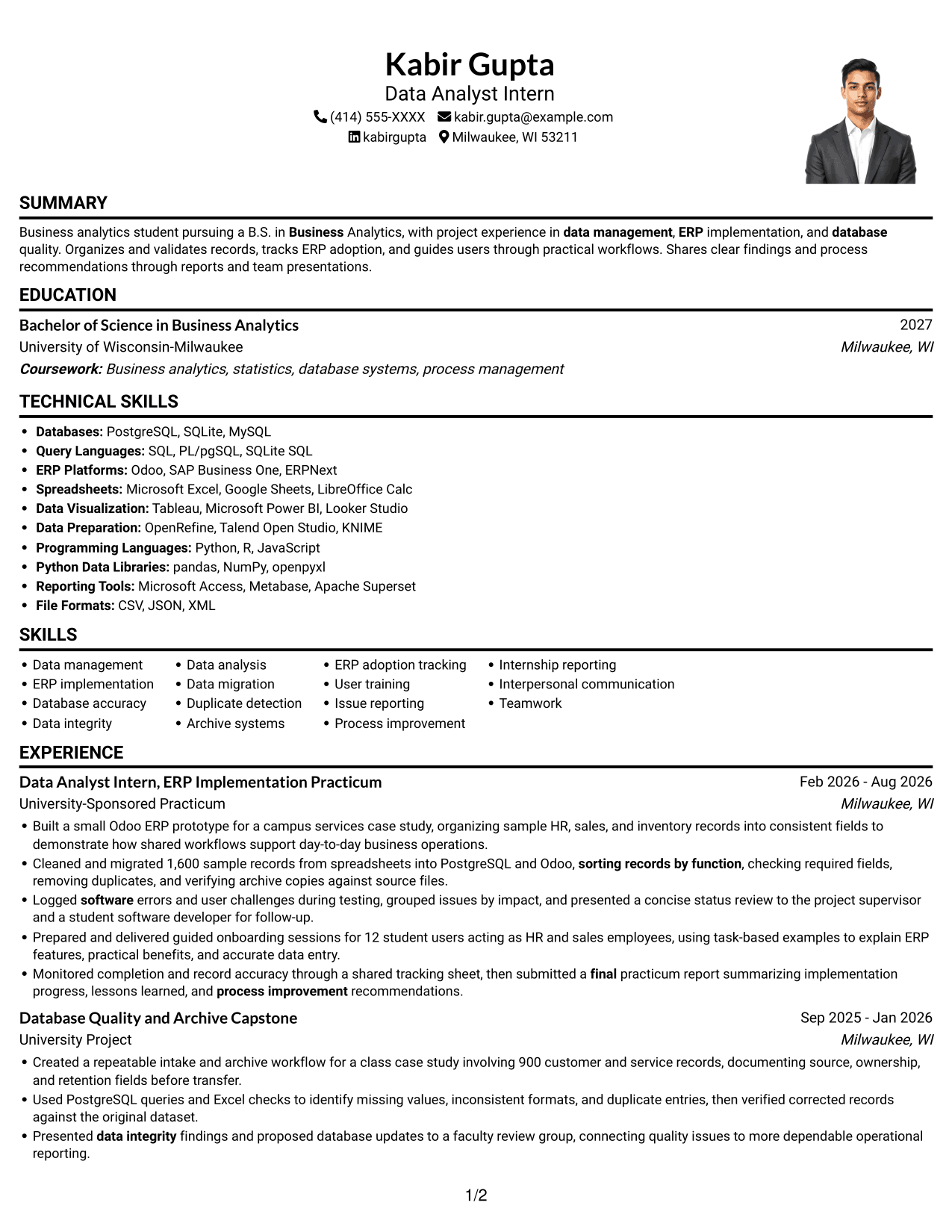 Resume example — page 1