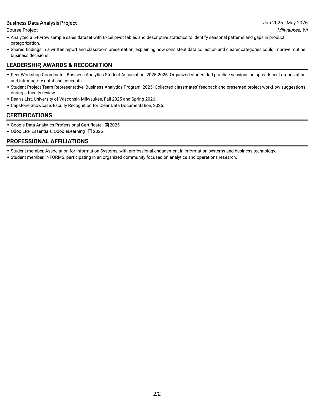 Resume example — page 2