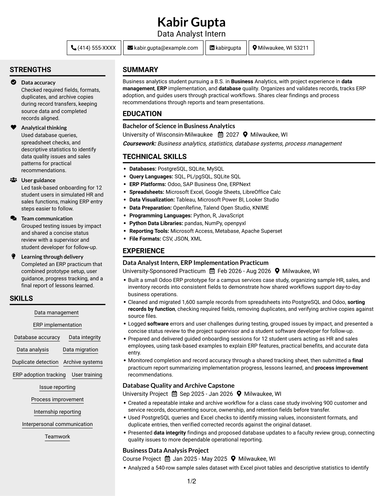 Resume example — page 1