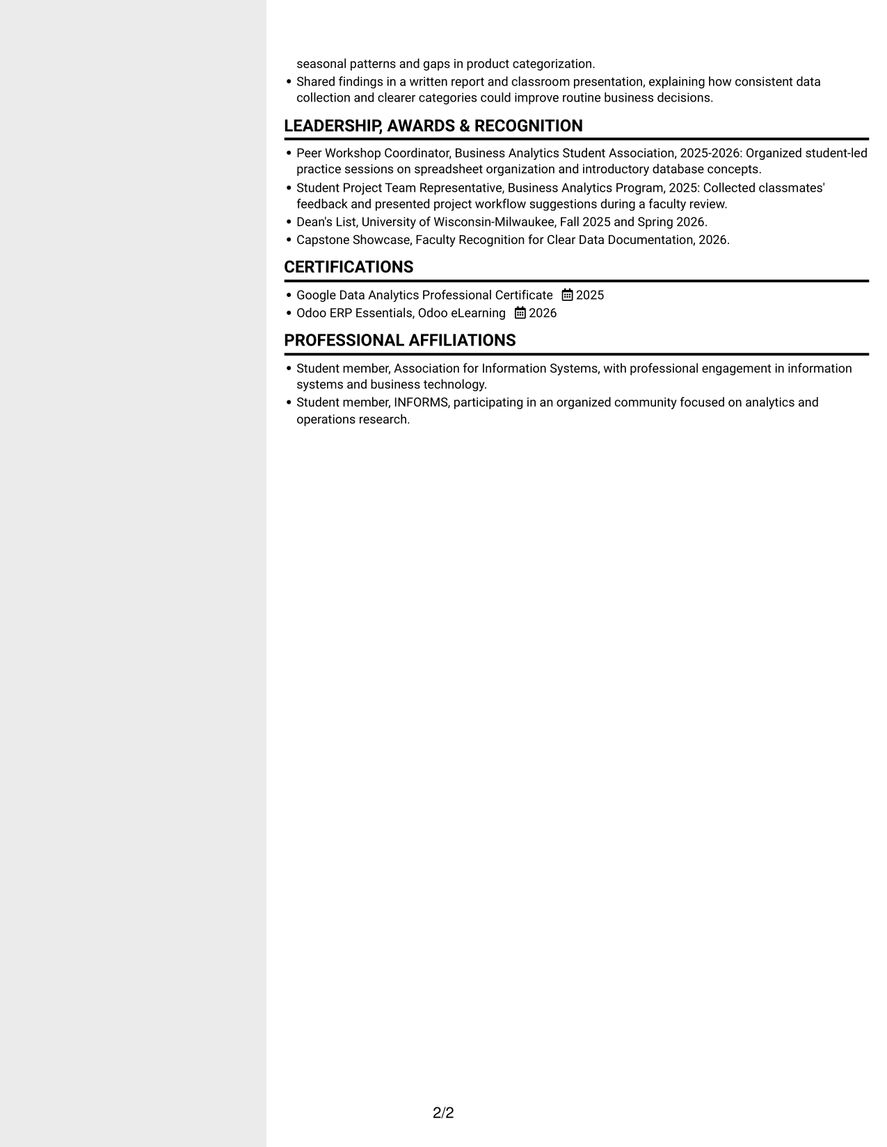 Resume example — page 2