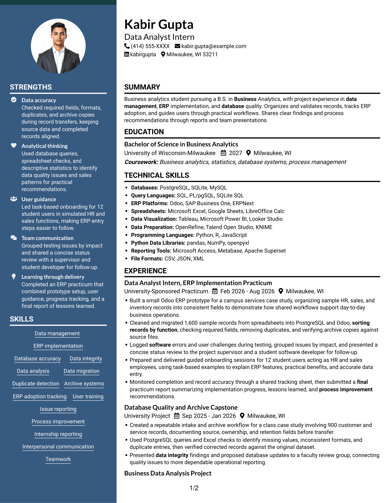 Resume example — page 1