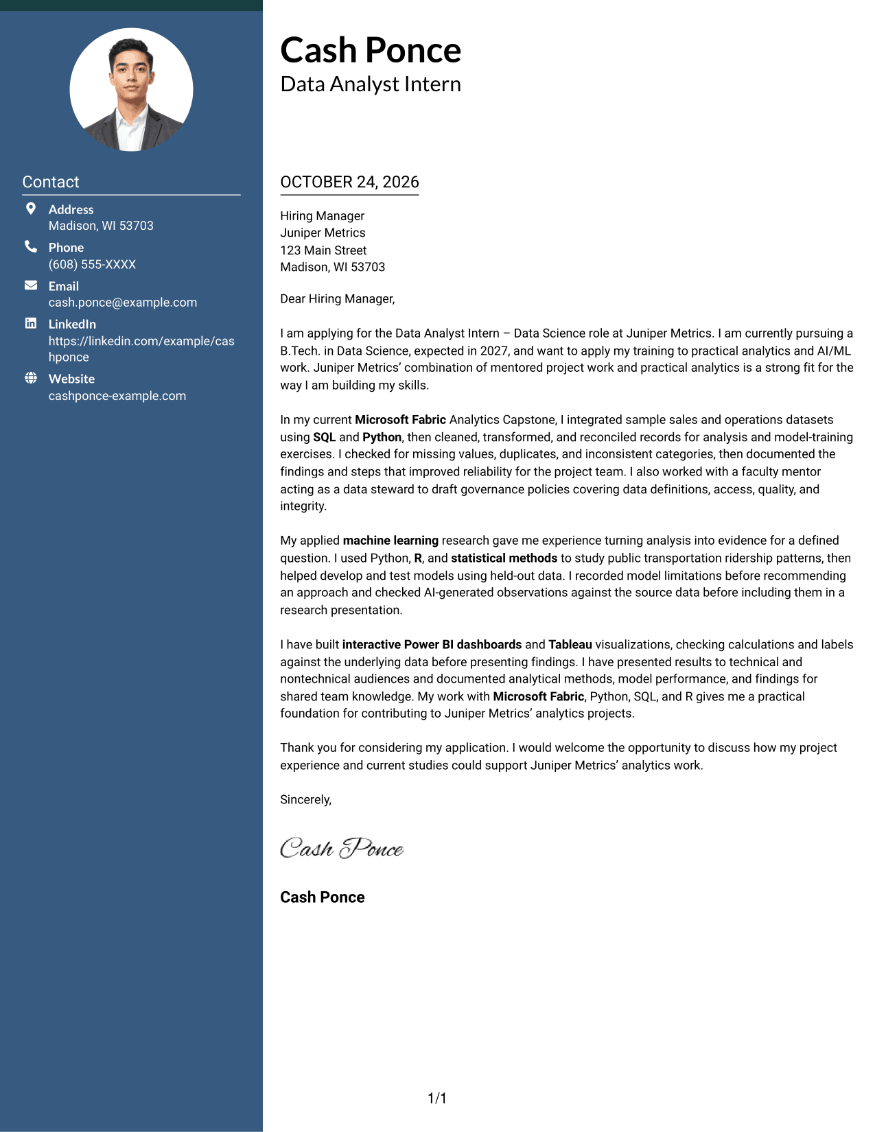 Cover letter example — page 1