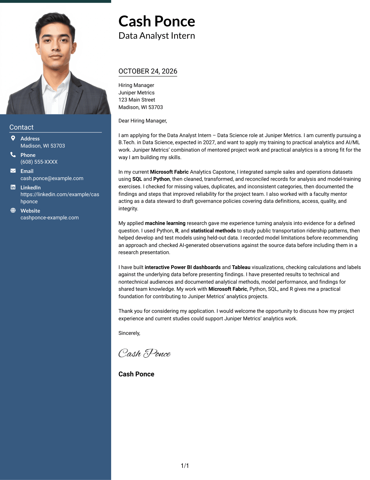 Cover letter example — page 1
