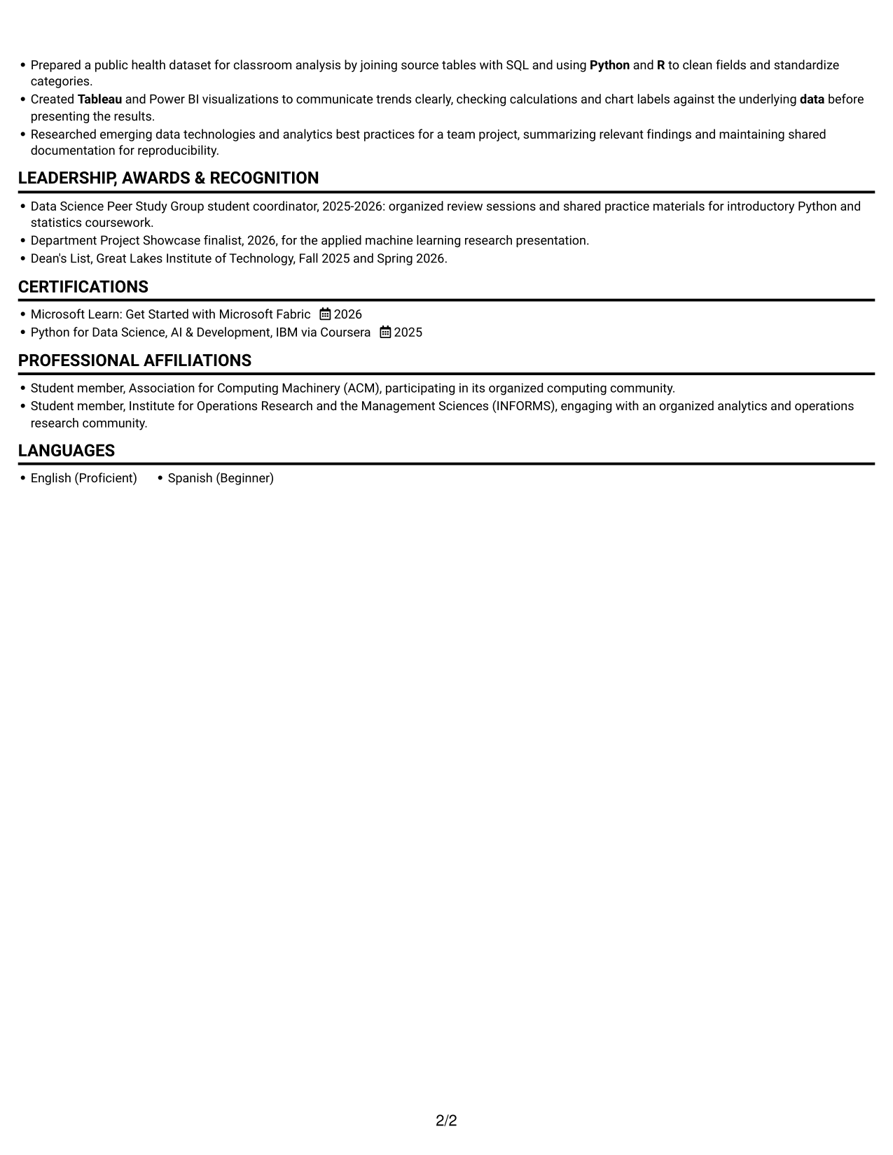 Resume example — page 2