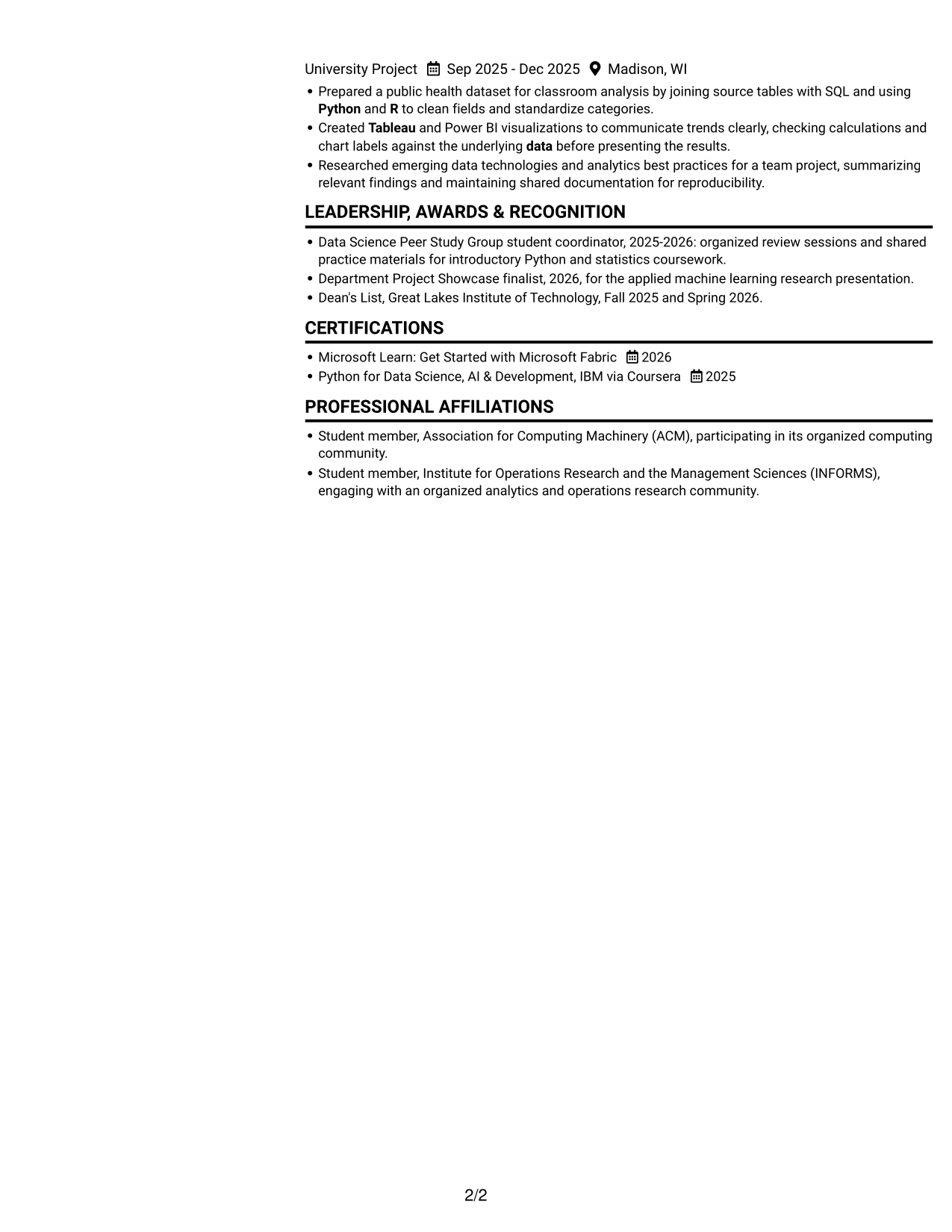 Resume example — page 2