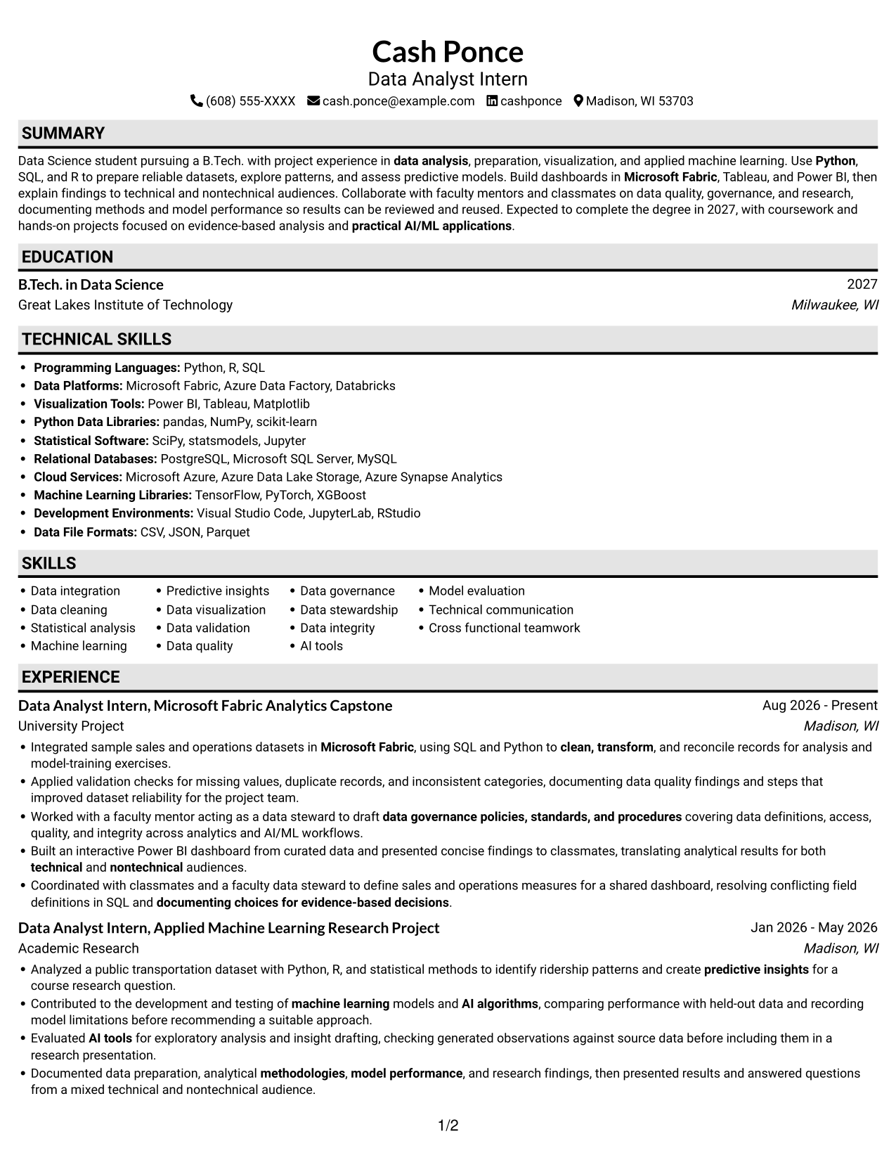 Resume example — page 1