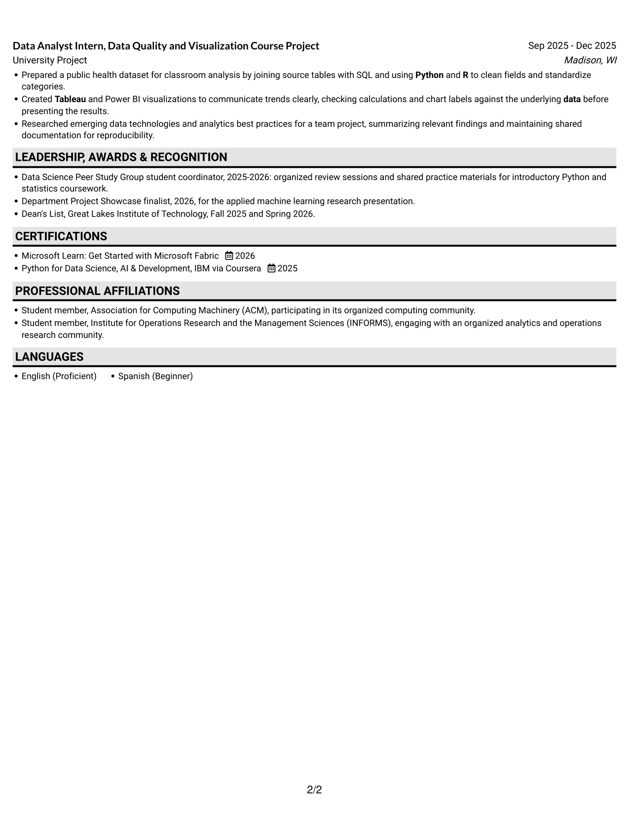 Resume example — page 2