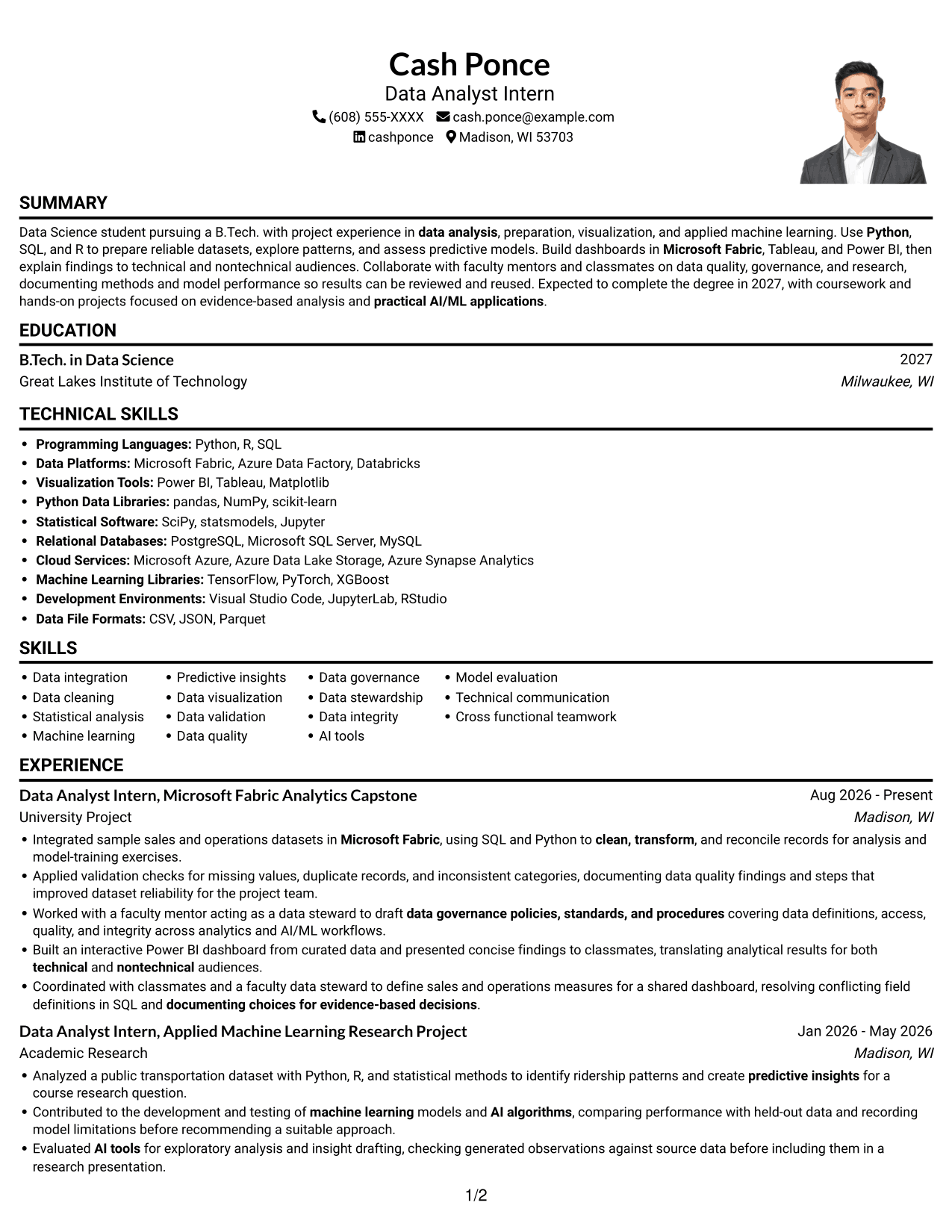 Resume example — page 1