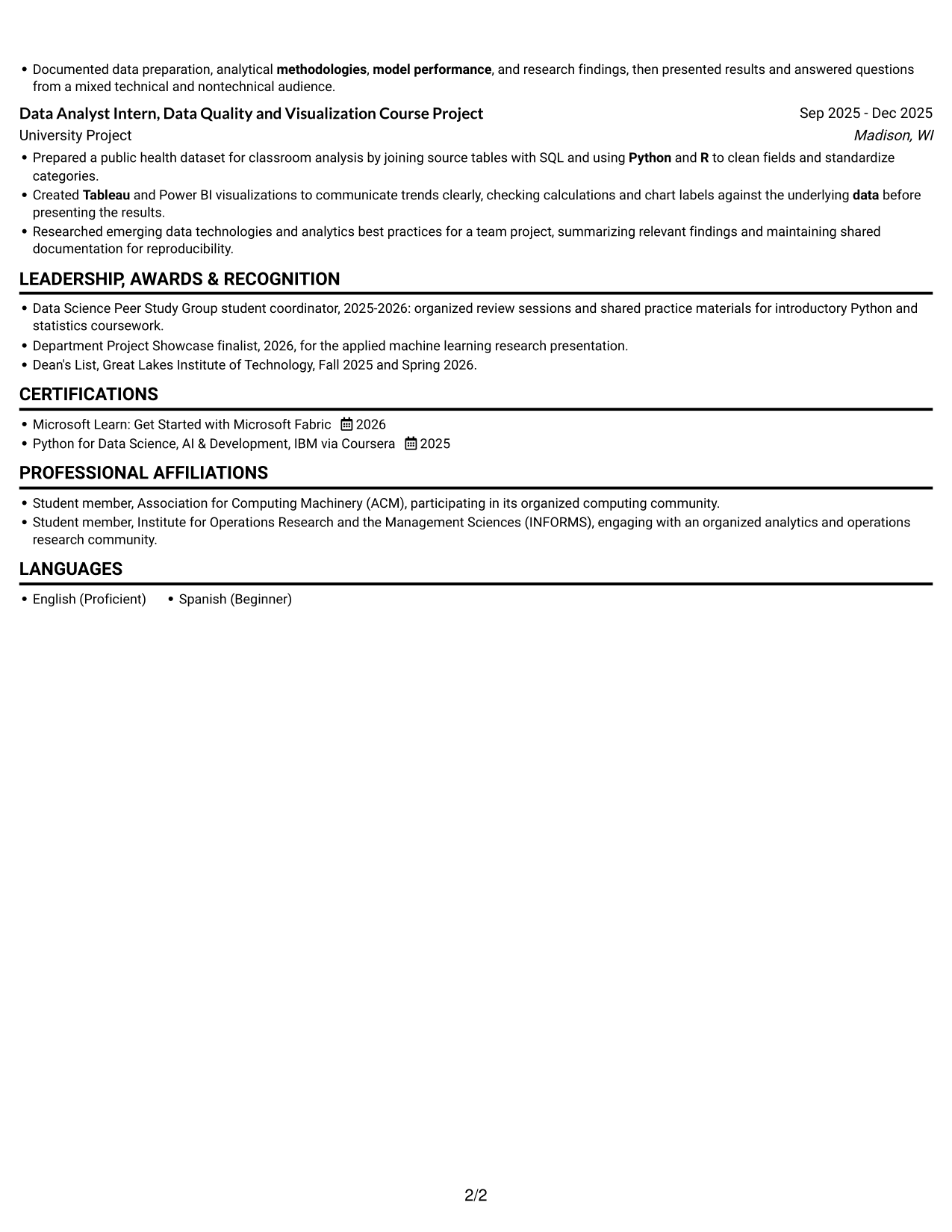 Resume example — page 2