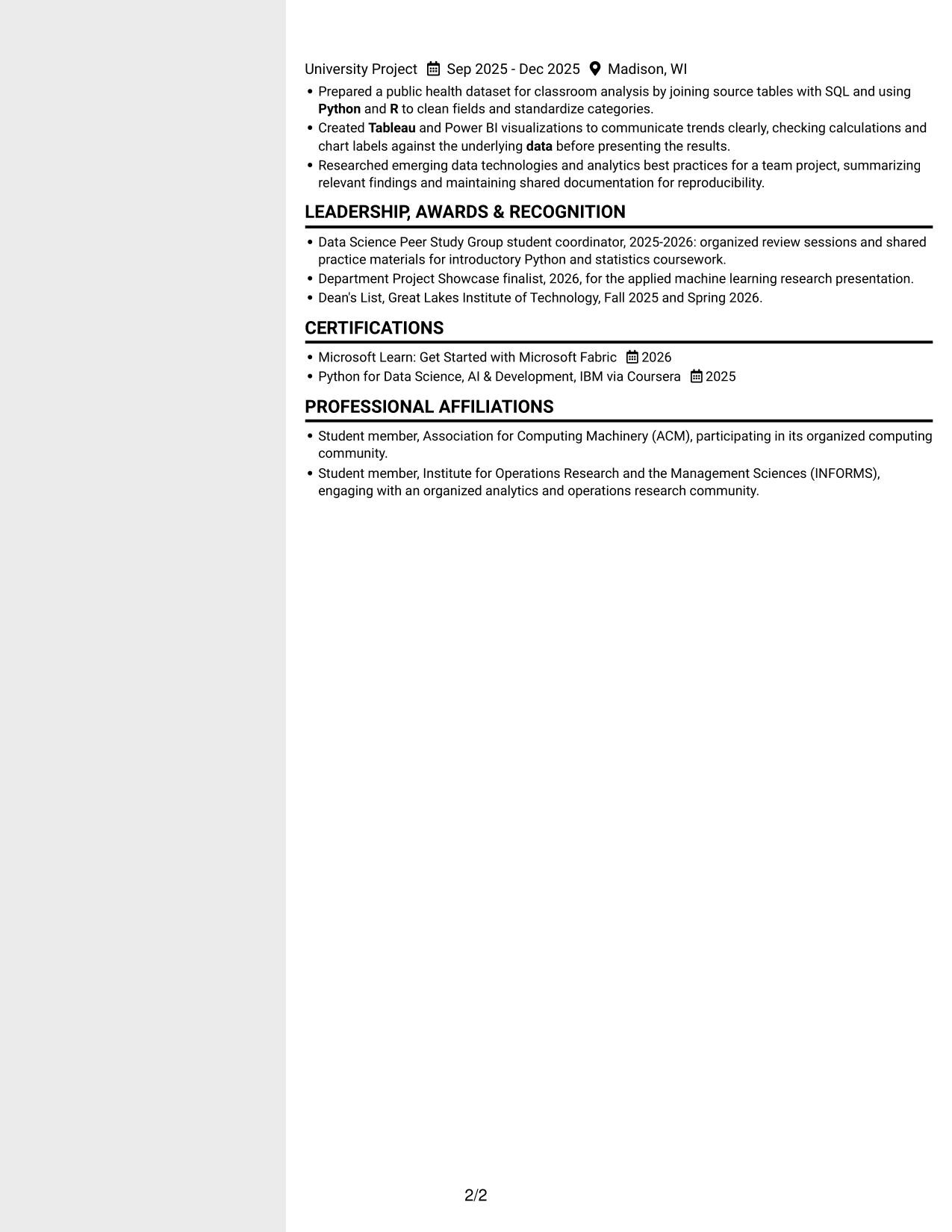 Resume example — page 2