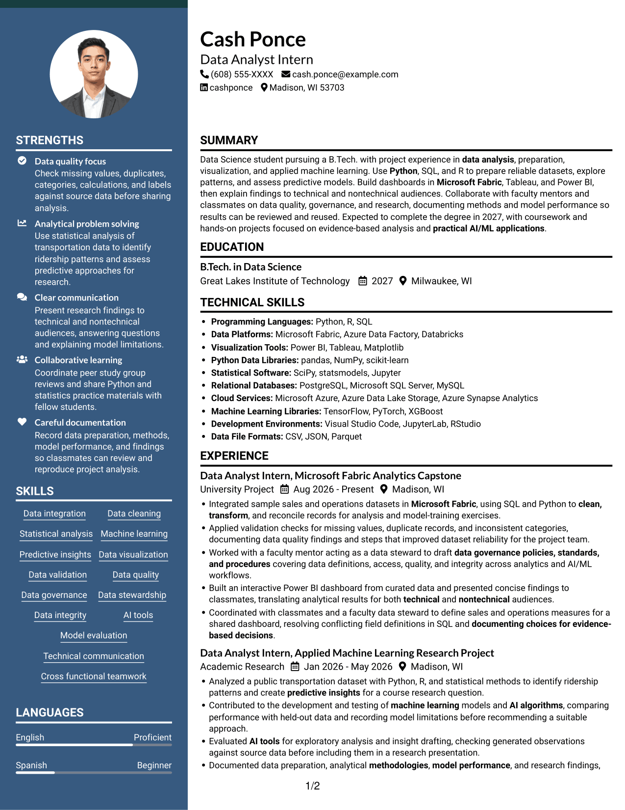Resume example — page 1