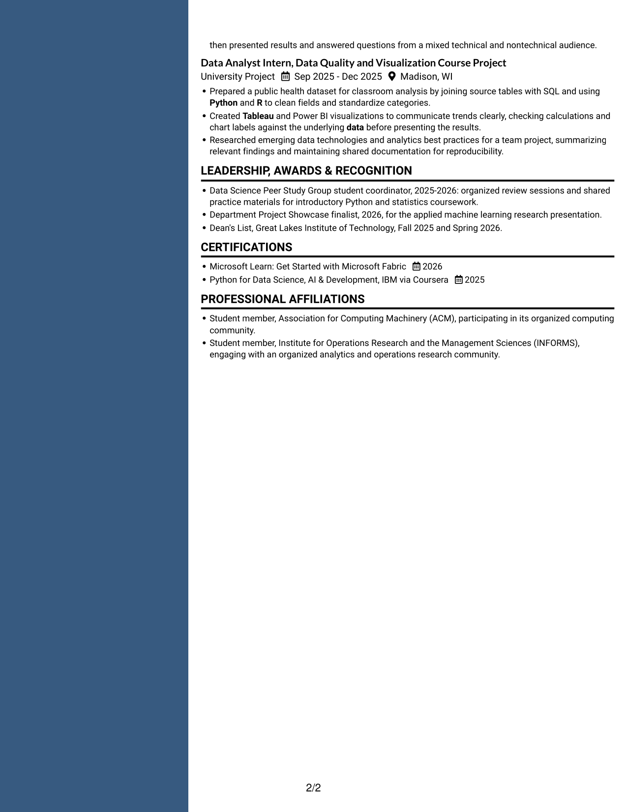 Resume example — page 2