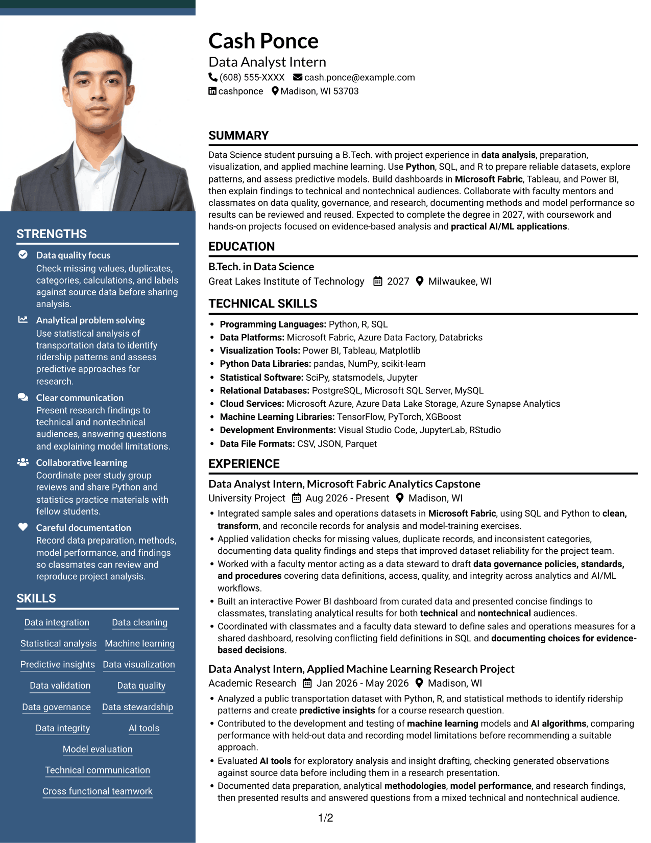 Resume example — page 1