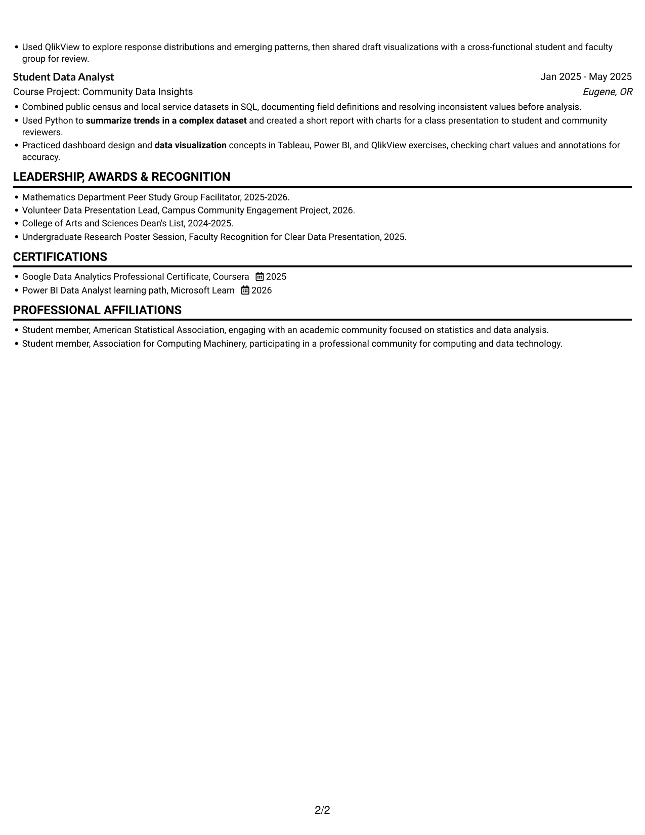 Resume example — page 2