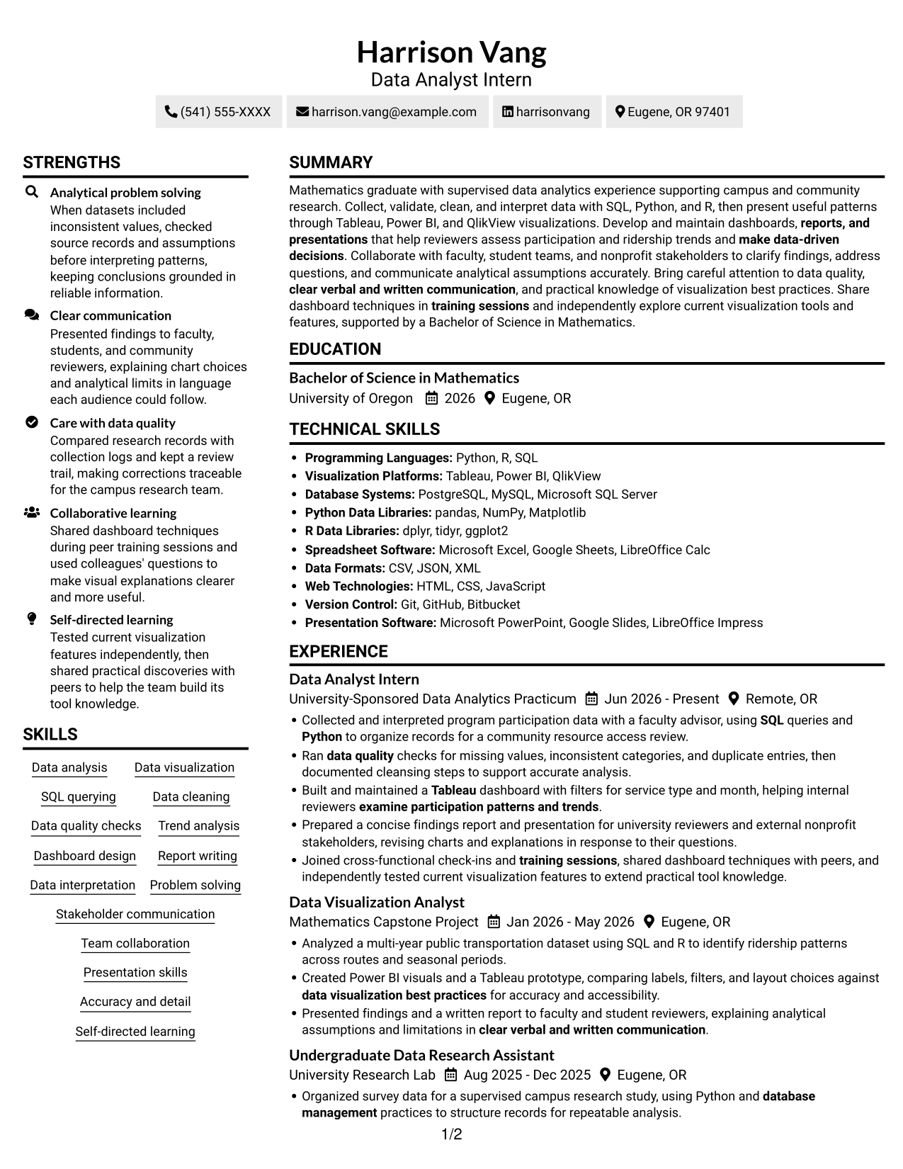 Resume example — page 1