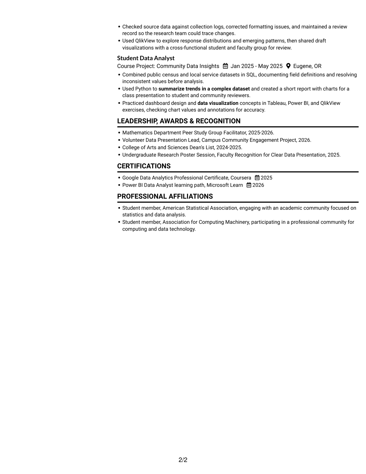 Resume example — page 2