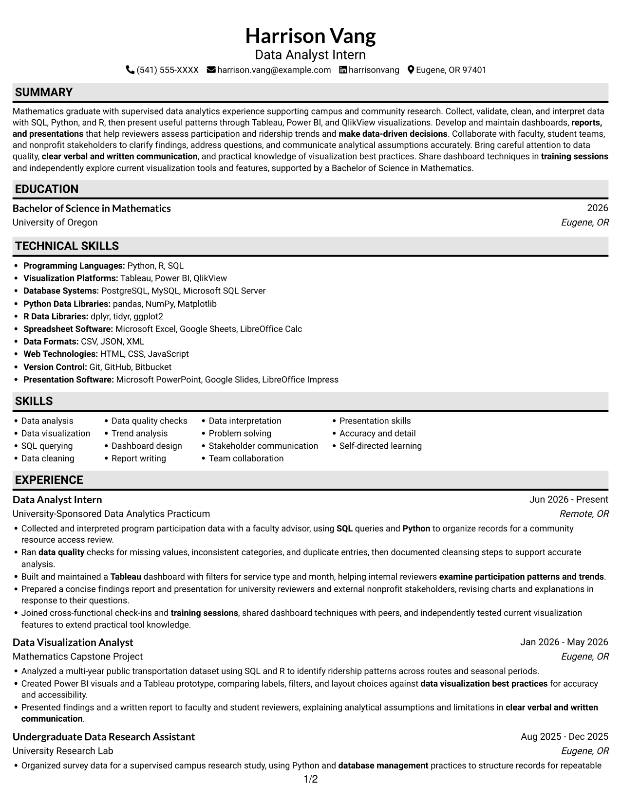 Resume example — page 1