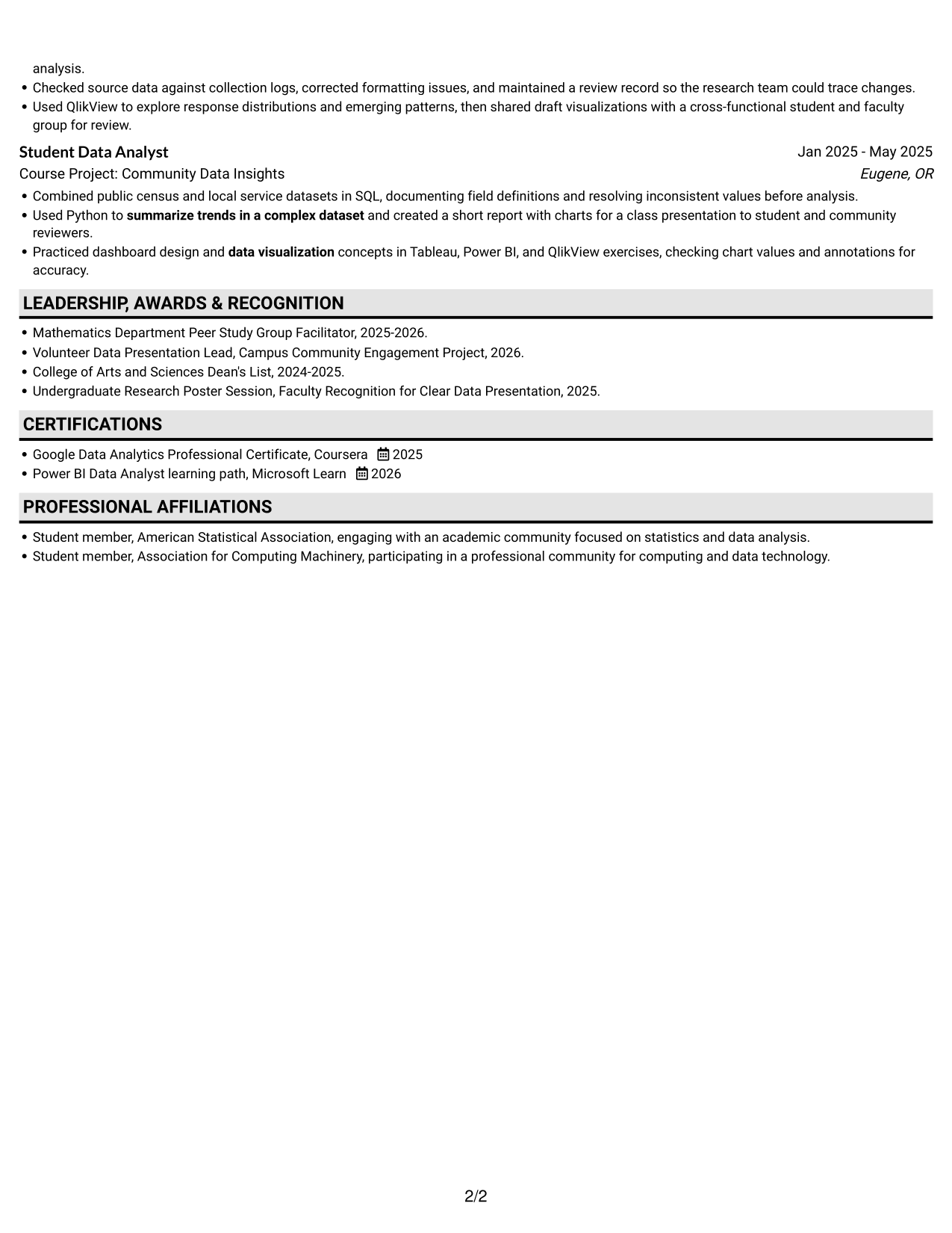 Resume example — page 2
