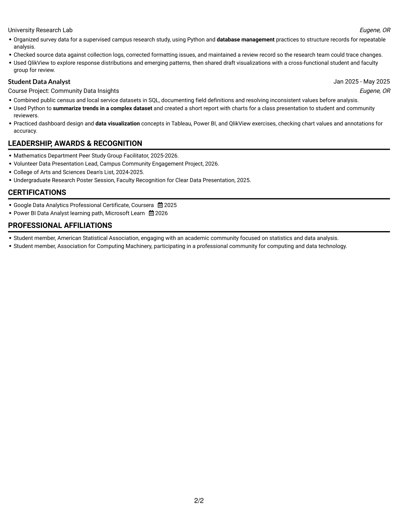 Resume example — page 2