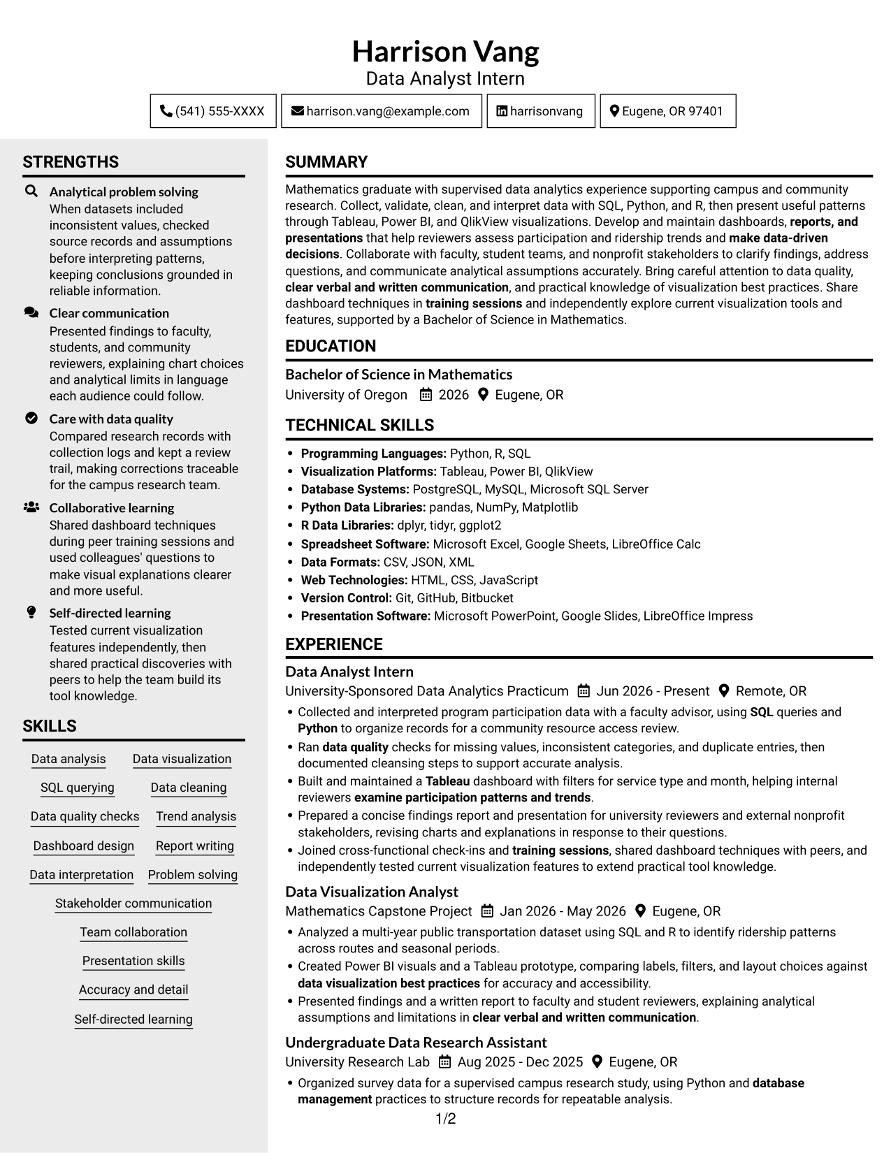Resume example — page 1
