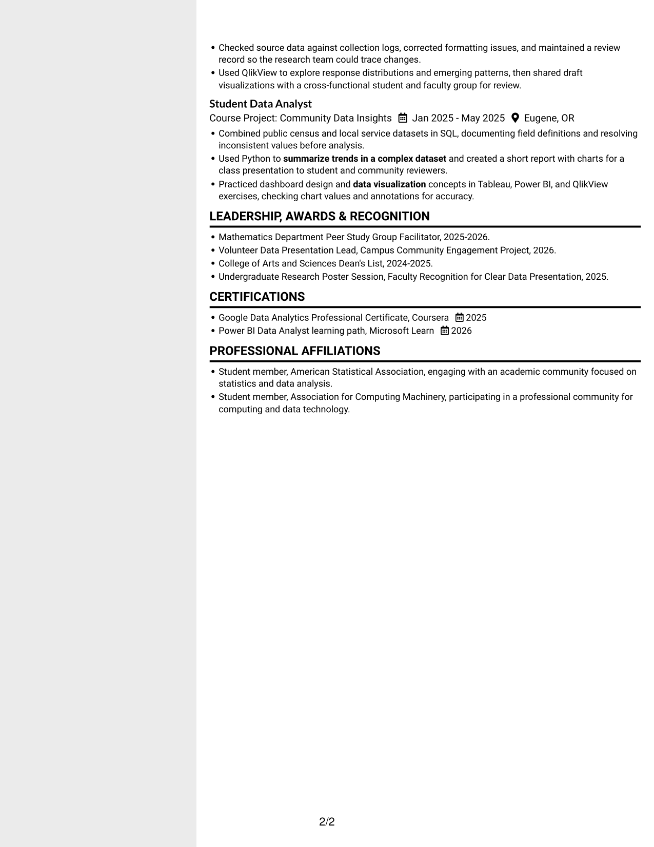 Resume example — page 2