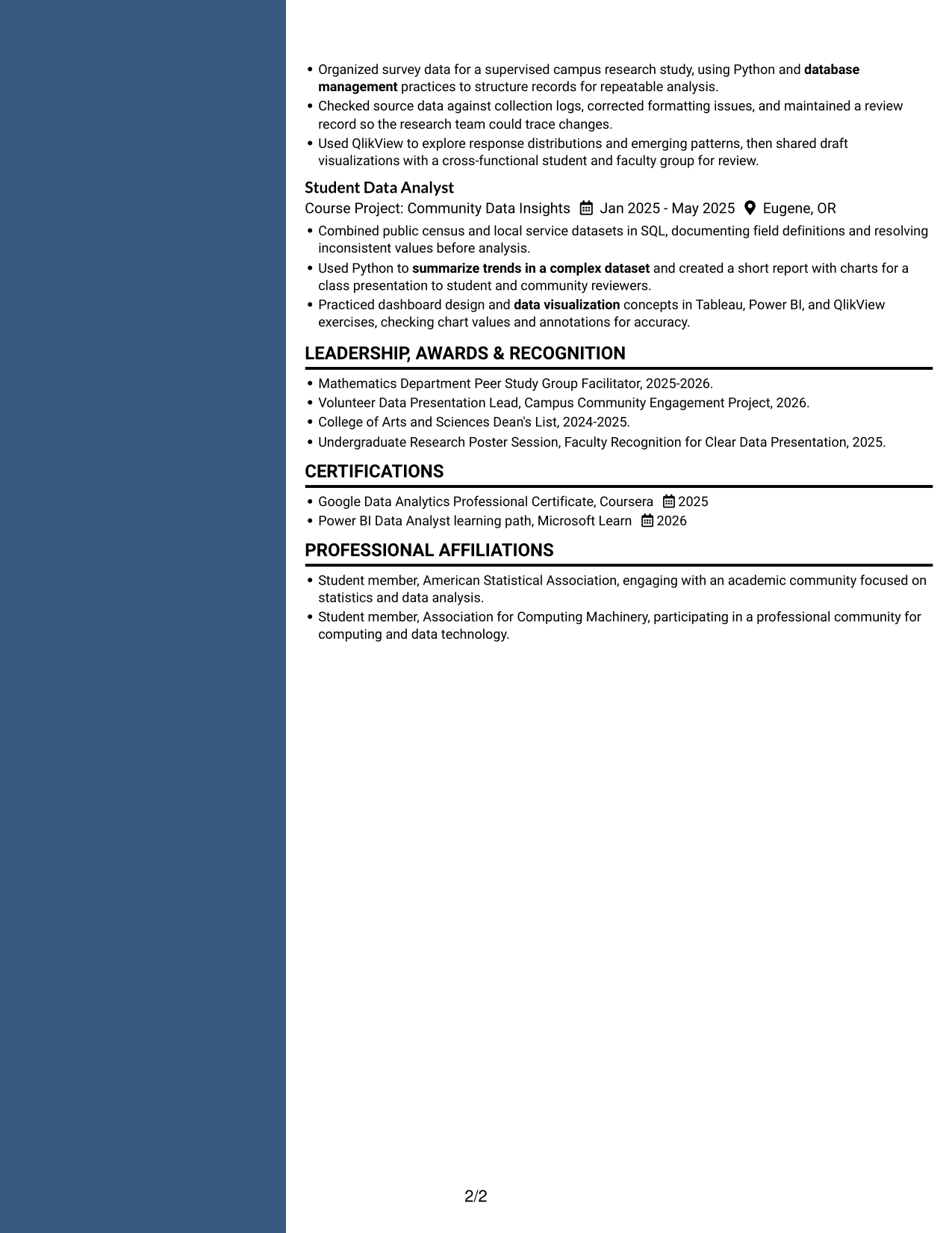 Resume example — page 2
