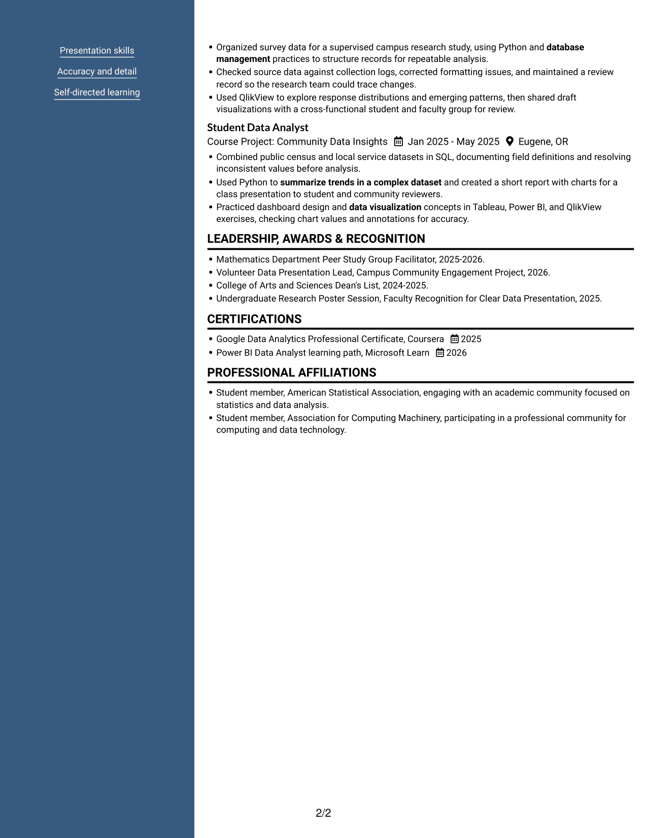 Resume example — page 2