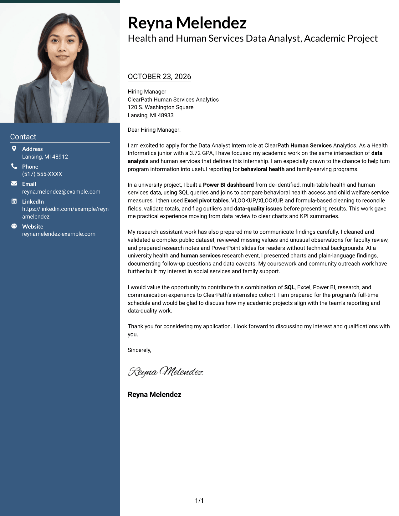 Cover letter example — page 1