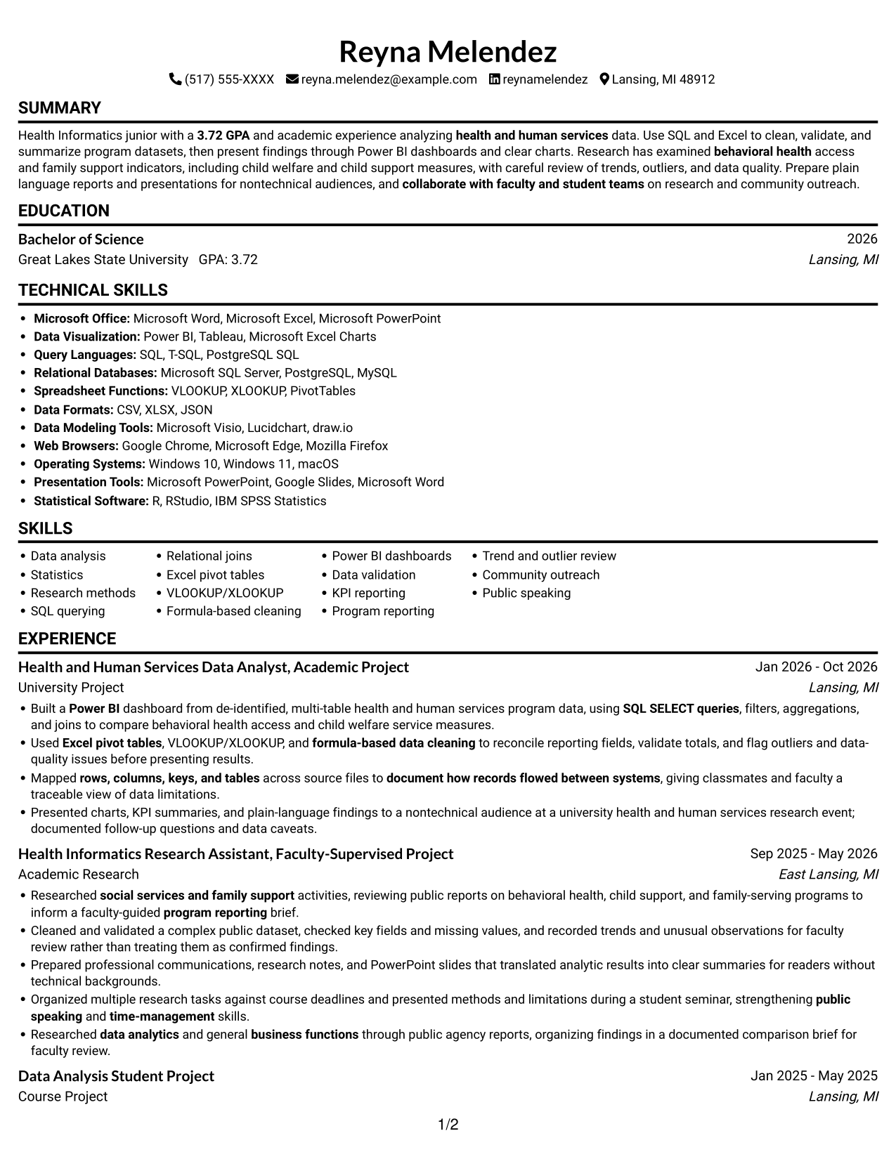 Resume example — page 1