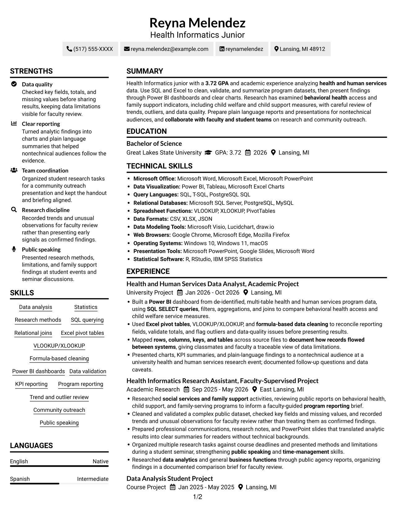 Resume example — page 1